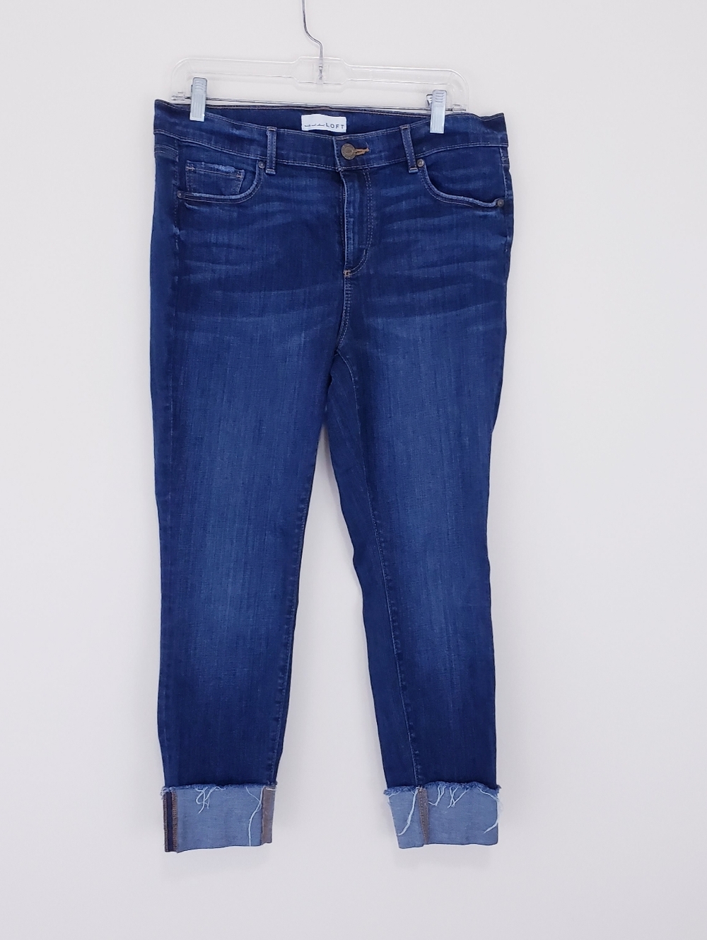 LOFT Modern Skinny Cropped Cuffed Jeans Dark Wash Size 12 31 Excellent